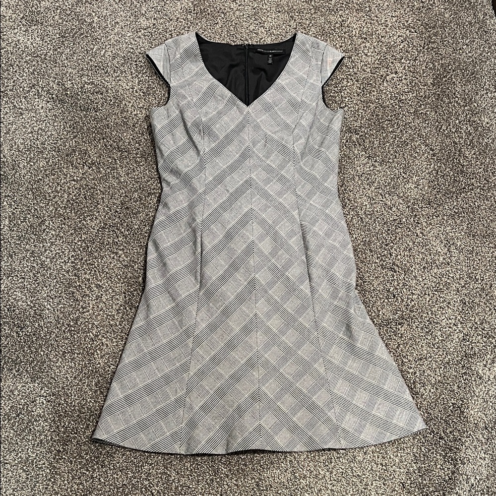 White House Black Market Gray Patterned Midi Dress